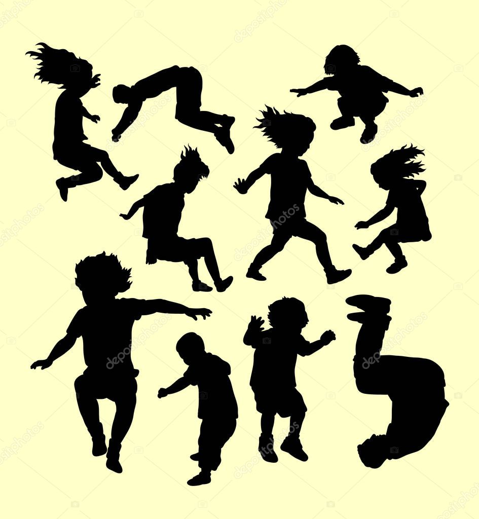Happy playing and sport training silhouette. Good use for symbol, logo, web icon, mascot, sign, sticker, or any design you want