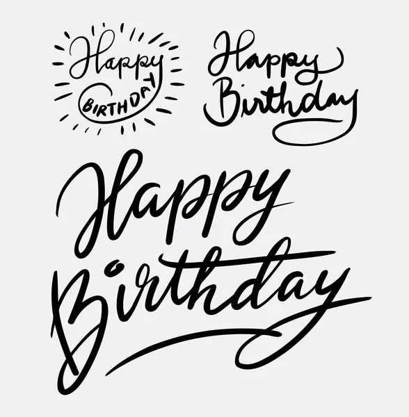 Happy birthday hand written typography - Stok Vektor