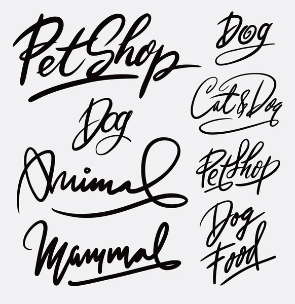 Animal and pet shop hand written typography — Stock Vector