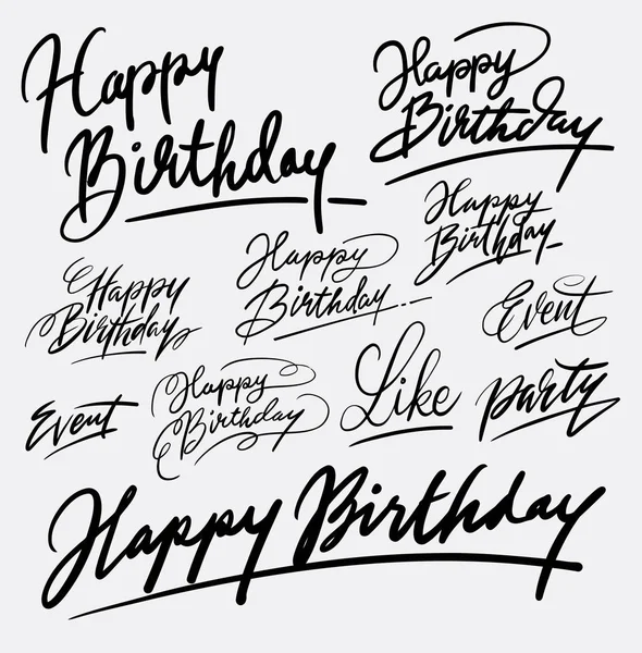 Joyeux anniversaire typographie manuscrite . — Image vectorielle