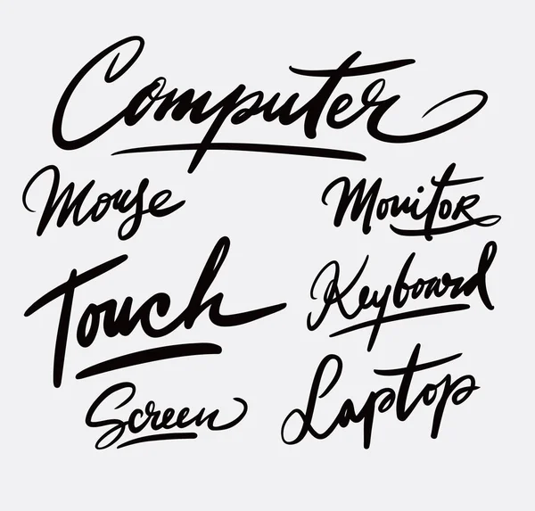 Computadora y computadora portátil tipografía escrita a mano . — Archivo Imágenes Vectoriales