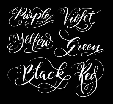 Renk ve siyah el tipografi yazılı