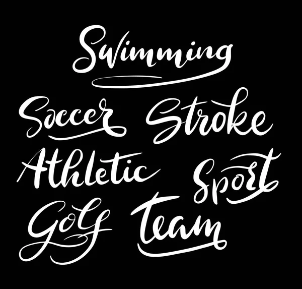 El yazılı tipografi yüzme ve spor takım. — Stok Vektör