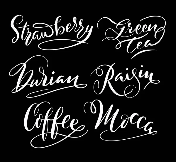 Coffee and raisin hand written typography. — Stock Vector