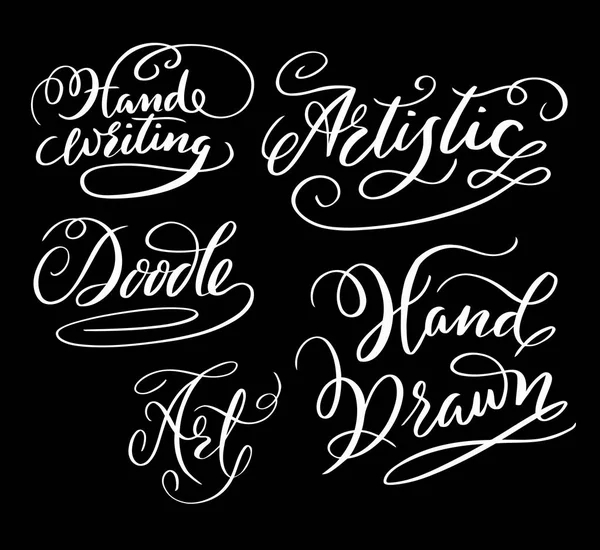 Met de hand schrijven en doodle handgeschreven typografie. — Stockvector