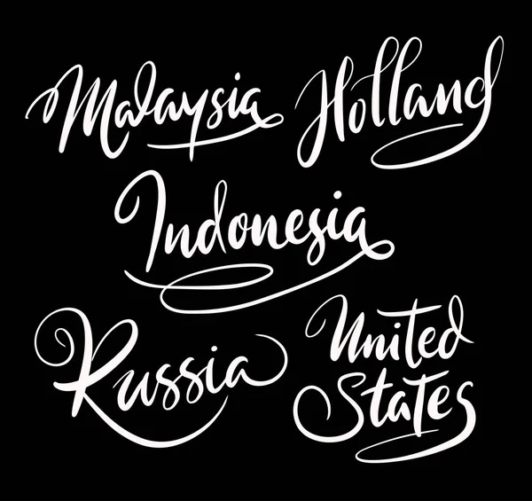 Rusia dan Indonesia tangan tulisan tipografi . - Stok Vektor