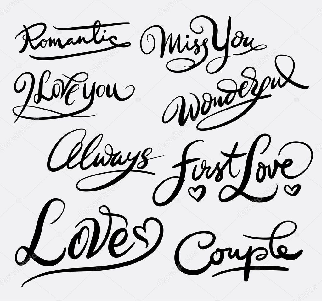 First love hand written typography.