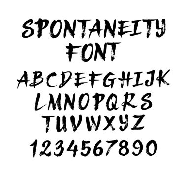 Doğallık vektörel yazı tipi. Alfabe. büyük harf karakter ve numaraları.