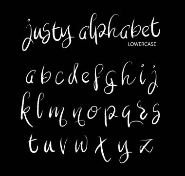 Justy vektör alfabe küçük harfli karakterler