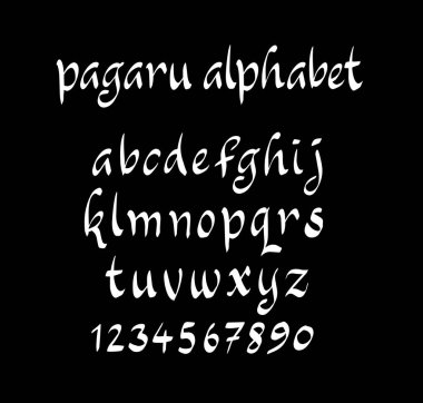 Pagaru vektör alfabe küçük harfli karakterler.