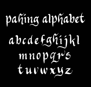 Pahing vektör alfabe küçük harfli karakterler.