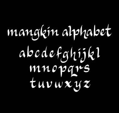 Mangkin vektör alfabe küçük harfli karakterler.