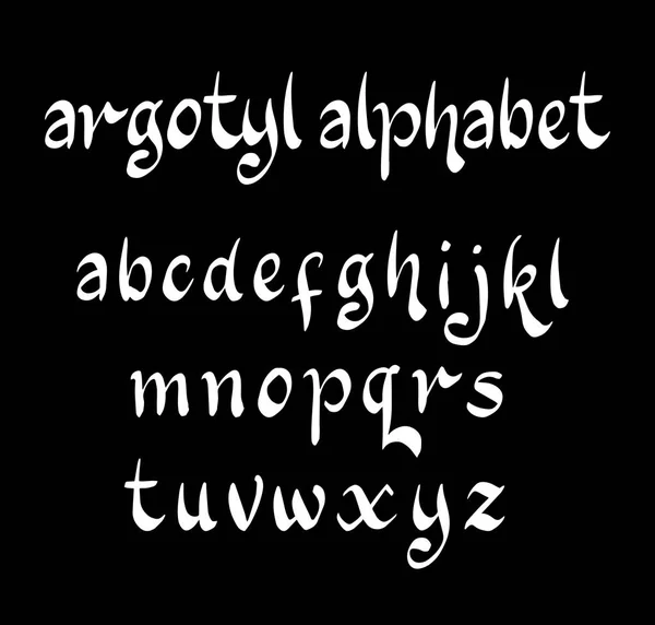 Caratteri minuscoli dell'alfabeto vettoriale di Argotyl . — Vettoriale Stock