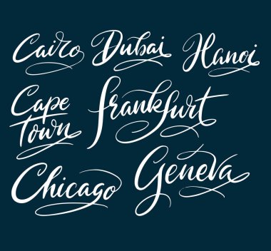 Kahire ve chicago el tipografi yazılı. 