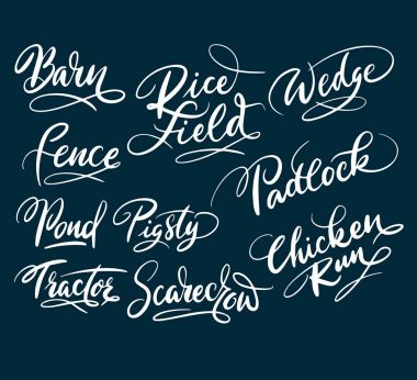 El yazılı tipografi ahır ve kümes.