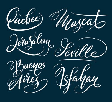 Quebec ve Sevilla el tipografi yazılı.