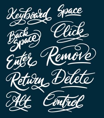 Control and keyboard hand written typography clipart