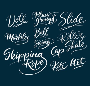 Oyun Parkı ve el tipografi yazılı salıncak