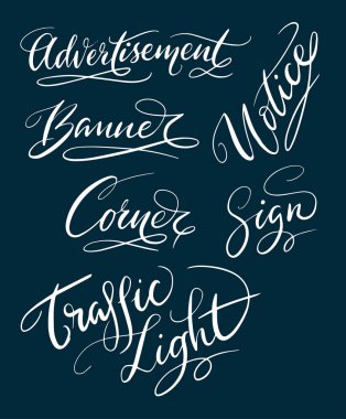 El yazılı tipografi trafik ışığı ve işareti