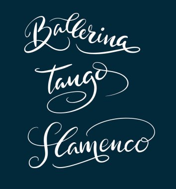 Balerin ve tango el tipografi yazılı