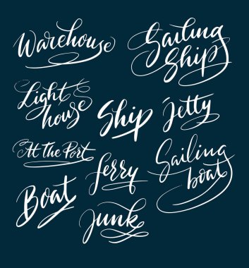 Gemi ve Denizcilik kayık el tipografi yazılı