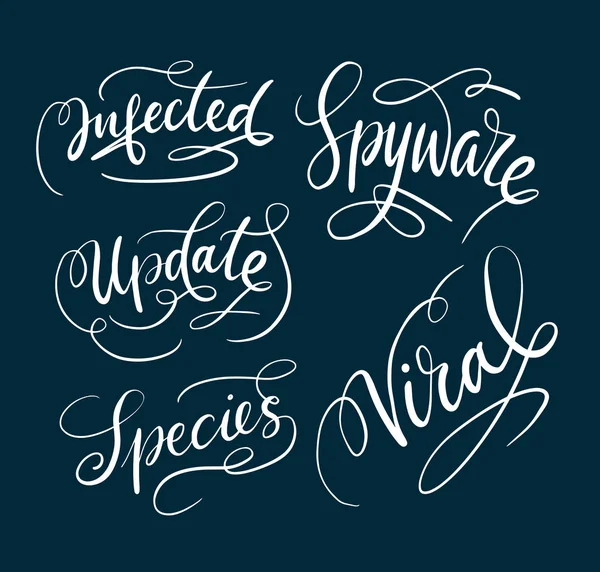 Spyware und virale handgeschriebene Typografie. — Stockvektor