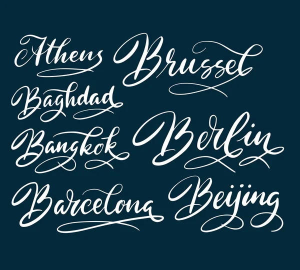 Bangkok und berlin handgeschriebene typografie. — Stockvektor