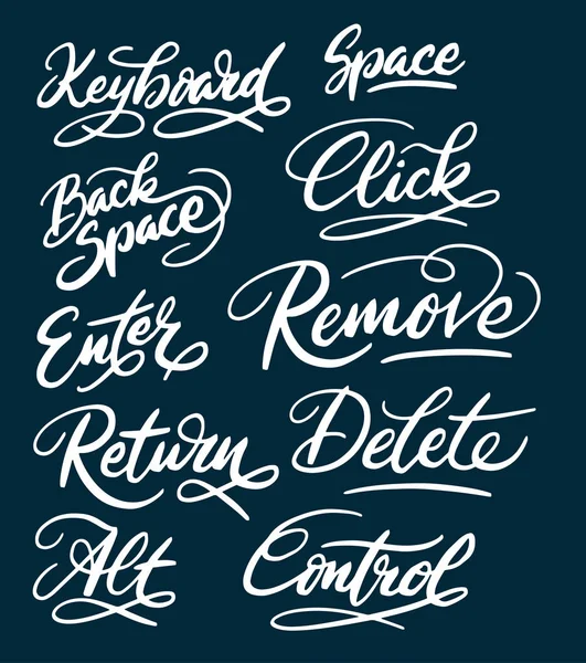 Controle en toetsenbord handgeschreven typografie — Stockvector