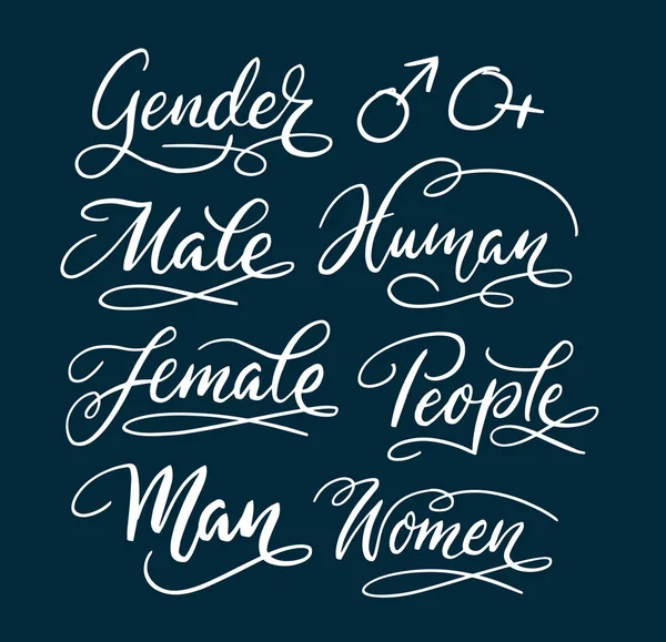 Rod mužský a ženský ručně psaných typografie — Stockový vektor