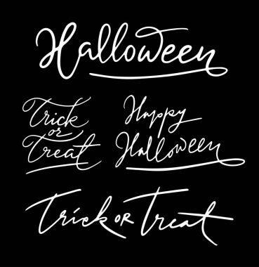 Cadılar Bayramı hüner ya da muamele etmek yazılı tipografi ver. Logo, sembol, kapak etiket, ürün, marka, poster başlık veya herhangi bir grafik tasarım için iyi kullanmak istiyorum. Kolay kullanın veya rengini değiştirmek için 