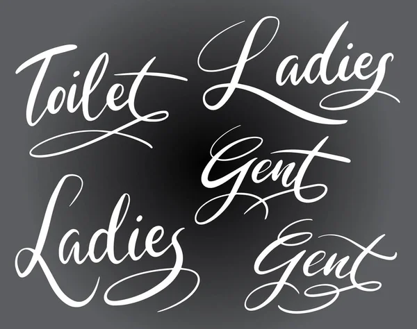 Wanita Toilet Dan Pria Tulisan Tangan Tipografi Penggunaan Yang Baik - Stok Vektor