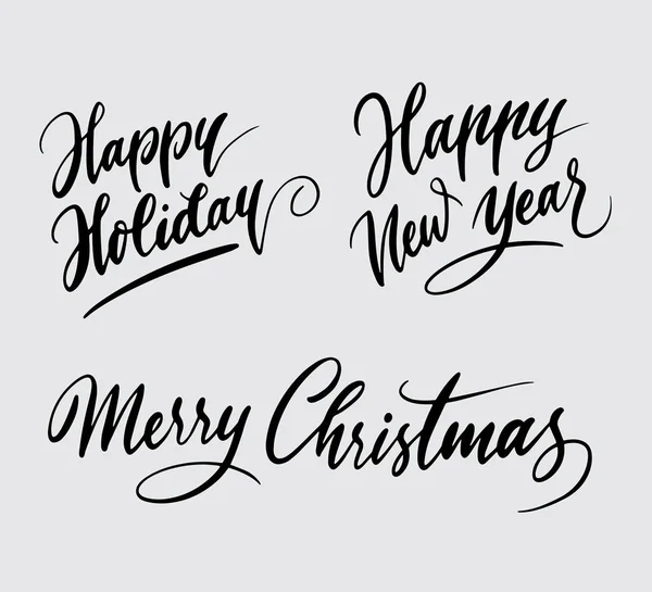 Happy Holiday Vánoční Rukopisu Typografie Chcete Dobře Využít Pro Logotyp — Stockový vektor