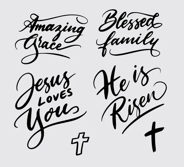 Asombrosa Familia Bendita Jesús Ama Tipografía Escritura Mano Buen Uso — Archivo Imágenes Vectoriales