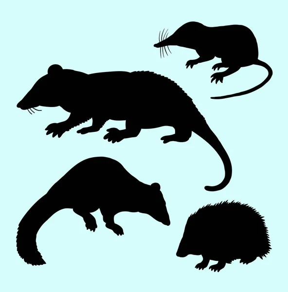 Rattenmäuse Wiesel Und Igel Silhouetten Gute Verwendung Für Logo Web — Stockvektor