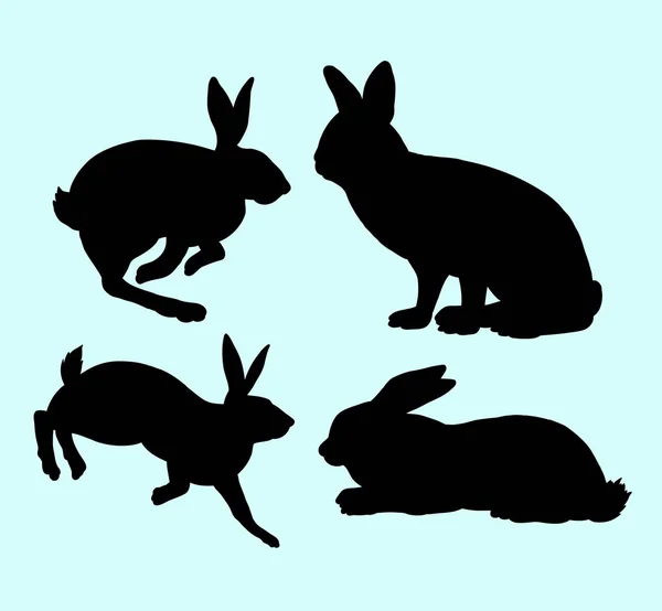 Conejo Mascota Silueta Acción Animal Buen Uso Para Logotipo Iconos — Vector de stock