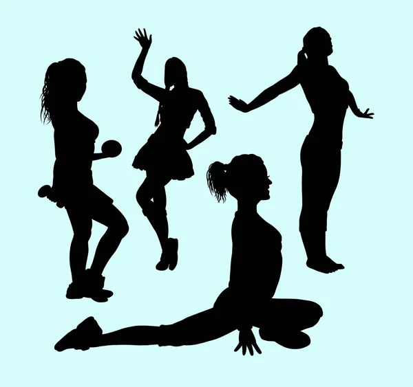 Αθλητισμός Κορίτσια Δραστηριότητα Σιλουέτα Καλή Χρήση Σύμβολο Ένα Λογότυπο Εικονίδιο — Διανυσματικό Αρχείο