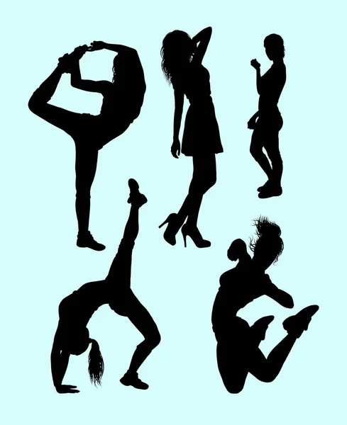 Fitness Attractive Girl Sport Silhouette Good Use Symbol Logo Web — Stock Vector
