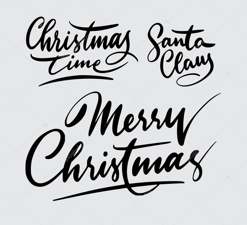 Merry Christmas event handwriting typography. Good use for logotype, symbol, cover label, product, brand, poster title or any graphic design you want. Easy to use or change color 