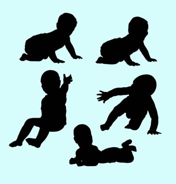 Bebek jest siluet. Sembol, logo, web simgesi, maskot, işaret, etiket tasarım veya istediğiniz herhangi bir tasarım için iyi kullanmak. 