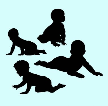 Bebekler eylem ve etkinlik siluet. Sembol, logo, web simgesi, maskot, işaret, etiket tasarım veya istediğiniz herhangi bir tasarım için iyi kullanmak. 