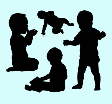 Bebek etkinliği siluet. Sembol, logo, web simgesi, maskot, işaret, etiket tasarım veya istediğiniz herhangi bir tasarım için iyi kullanmak. 