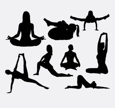 İnsanlar yoga ve acrobat siluet spor. Sembol, logo, web simgesi, maskot veya herhangi bir tasarım için iyi kullanmak istiyorum 