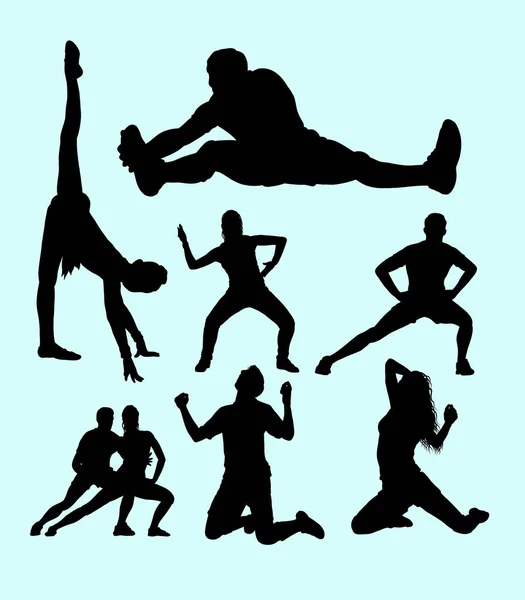 Fitness Gymnastiek Powertraining Gewichtheffen Sport Silhouet Goed Gebruik Voor Symbool — Stockvector