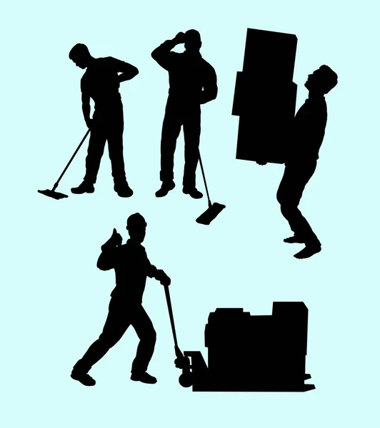 Erkek Çalışma Eylem Siluet Sembol Logo Web Simgesi Maskot Veya — Stok Vektör