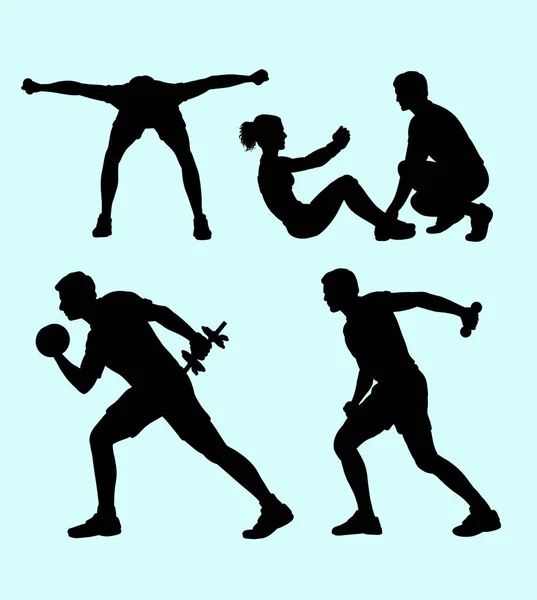 Γυμναστικής Εκπαίδευση Σιλουέτα Καλή Χρήση Σύμβολο Ένα Λογότυπο Εικονίδιο Web — Διανυσματικό Αρχείο