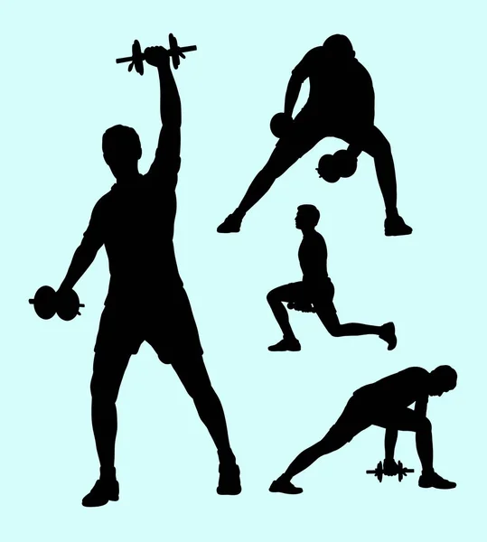 Silhouettes Sport Fitness Haltérophilie Bon Usage Pour Symbole Logo Icône — Image vectorielle