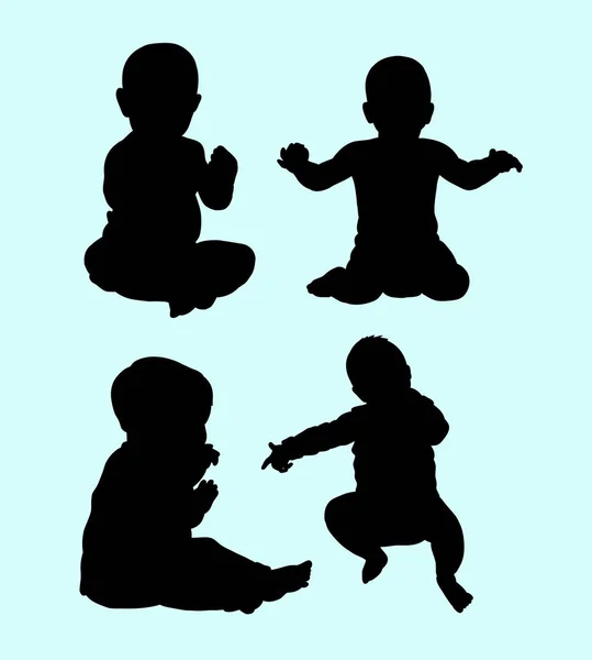 Babies Action Silhouette Good Use Symbol Logo Web Icon Mascot — Stock Vector