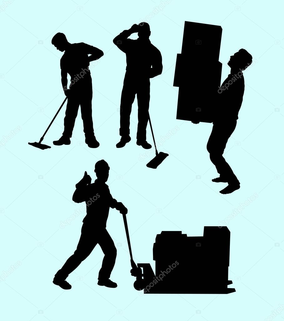 Male working action silhouette. Good use for symbol, logo, web icon, mascot, or any design you want. Easy to use.