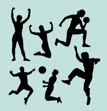 İnsanlar spor erkek ve dişi eylem siluet. Sembol, logo, web simgesi, maskot, işaret veya herhangi bir tasarım için iyi kullanmak istiyorum. 