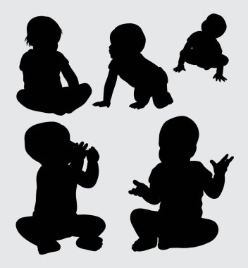 bebekler eylem siluet, sembol, web simgesi, maskot, logo, işaret, etiket veya istediğiniz herhangi bir tasarım için iyi kullanmak. Kullanımı kolay